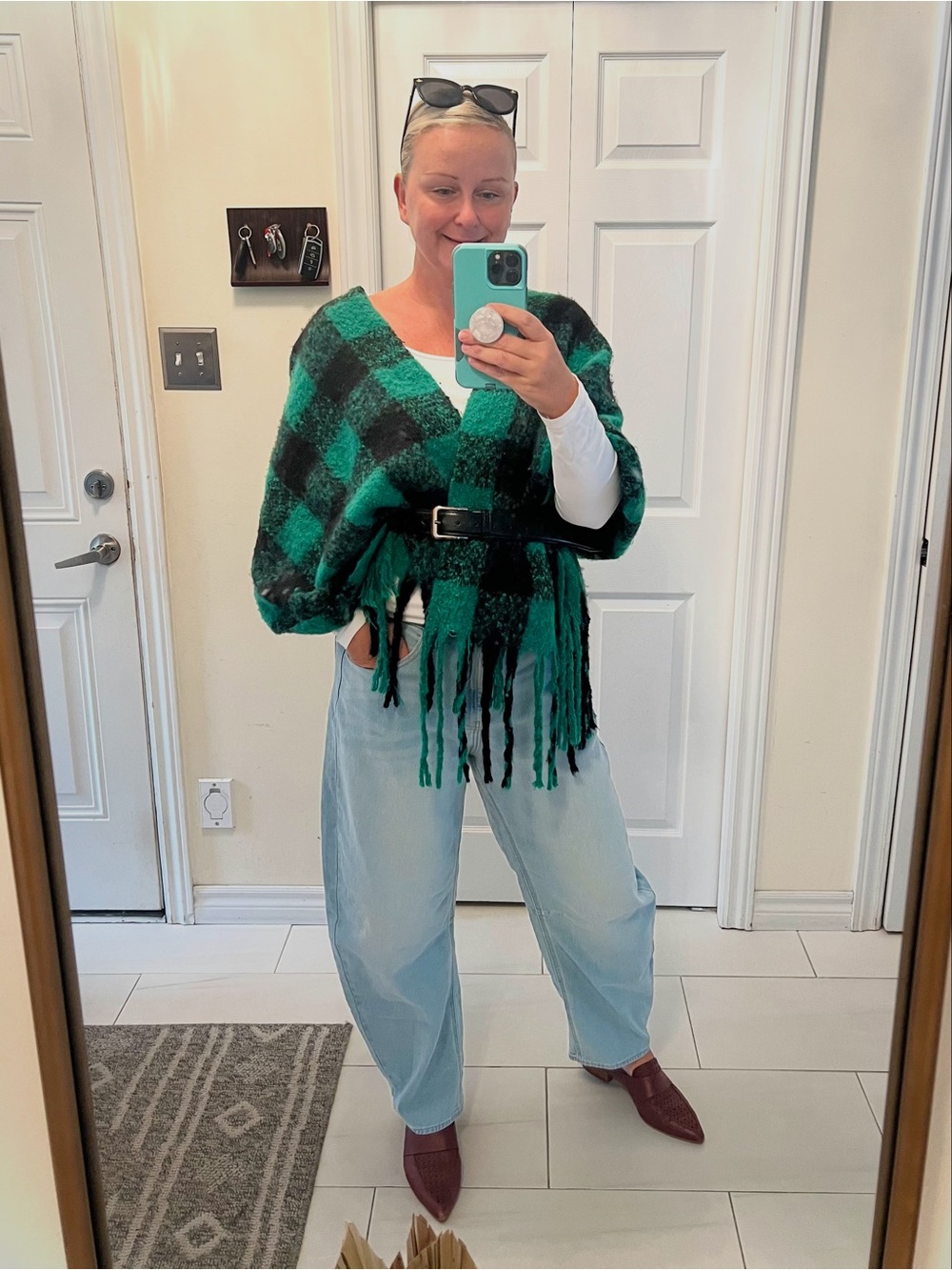 Plaid green buffalo plaid scarf